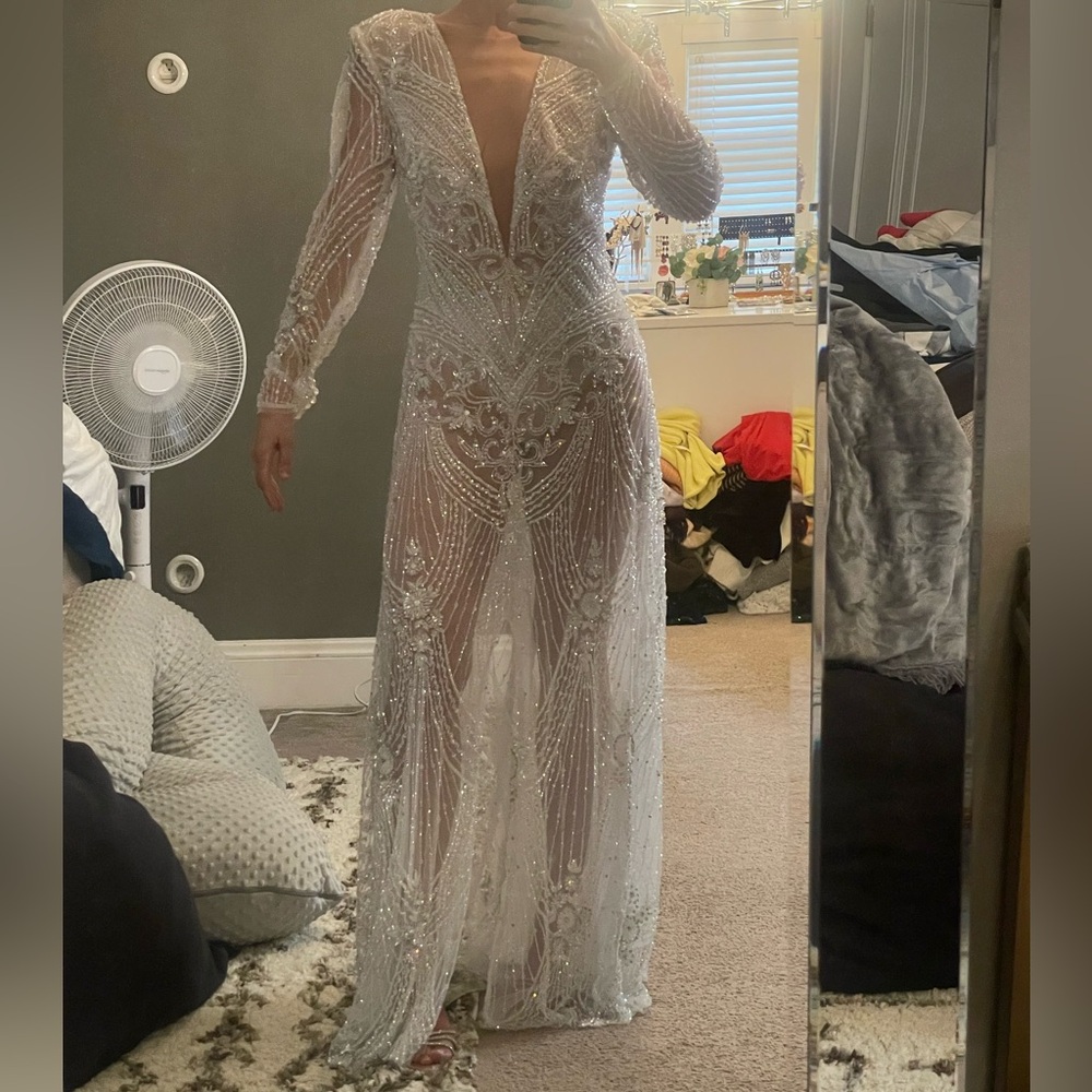 Albina Dyla inspired Couture Custom Lace Beaded Wedding/Prom Gown - Picture 10 of 13